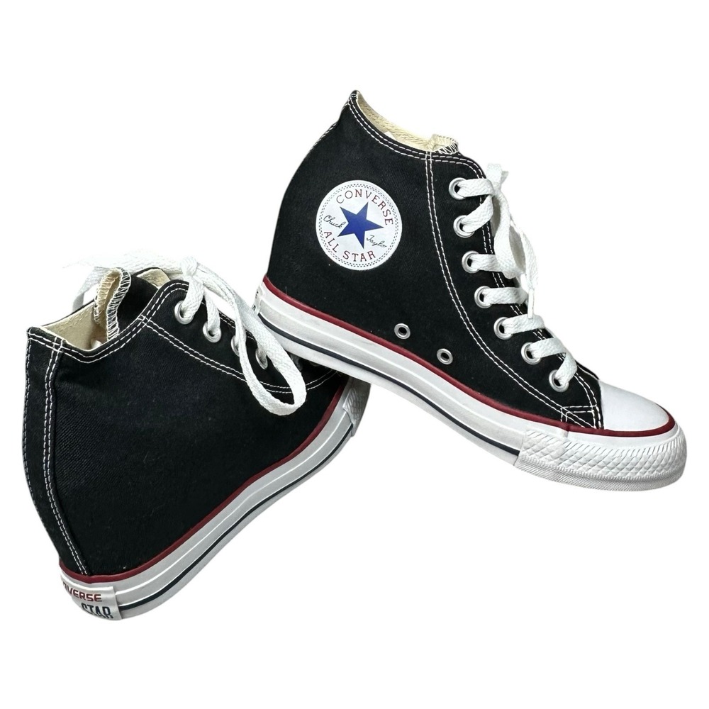 Converse Chuck Taylor All Star Lux Womens Size 7 Black Red Hidden Wedge 547198F